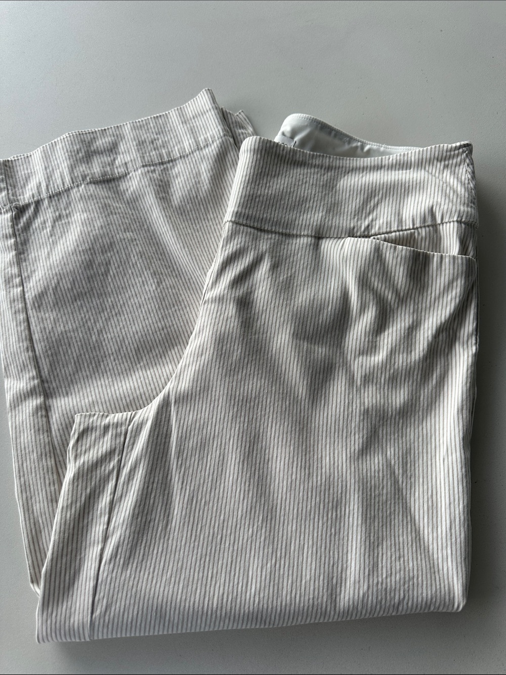 Women's White Pinstripe Capris - Sleek Everyday Fit